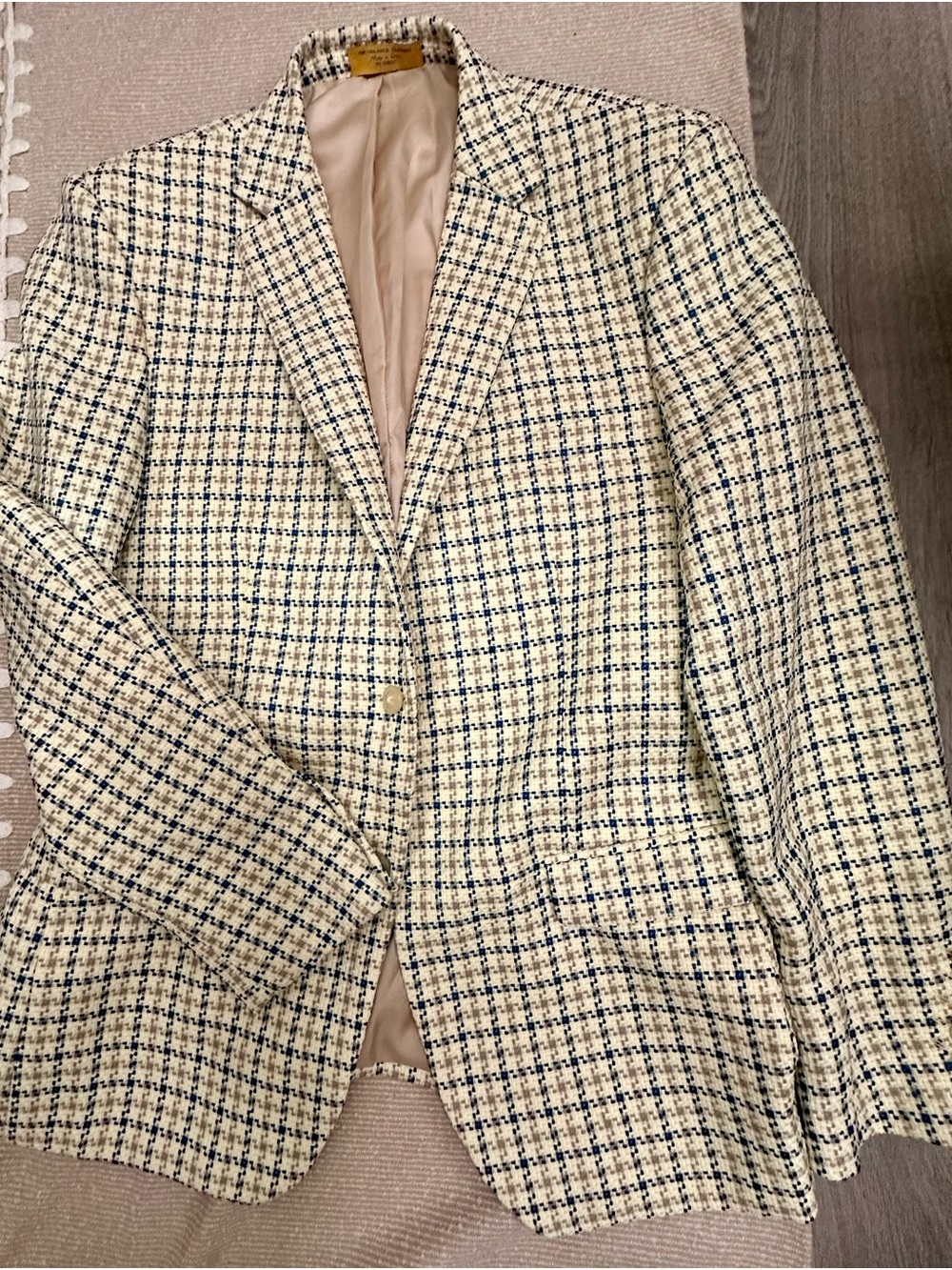 Cream and Navy Check women’s Blazer